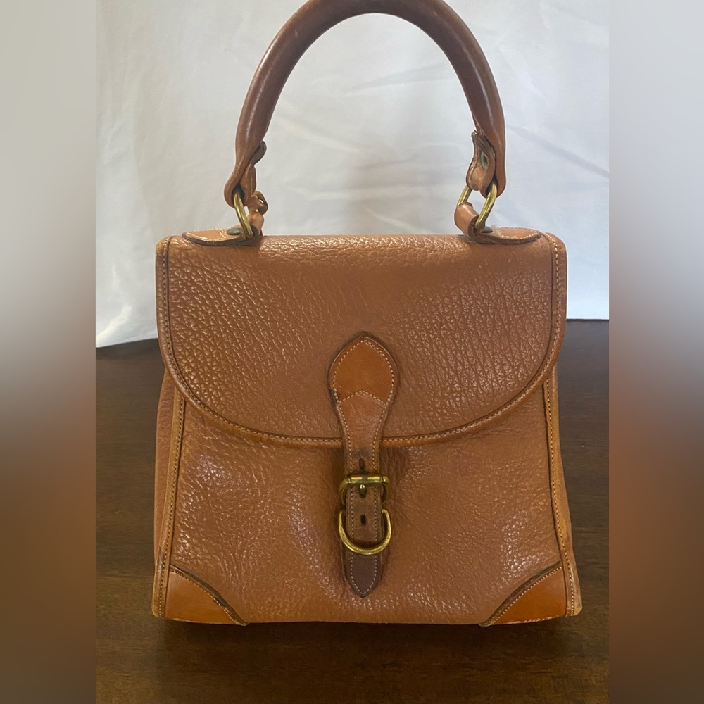 VINTAGE Early 80s Pre-Tag Dooney &Bourke All Weather Leather Small Carpet Bag